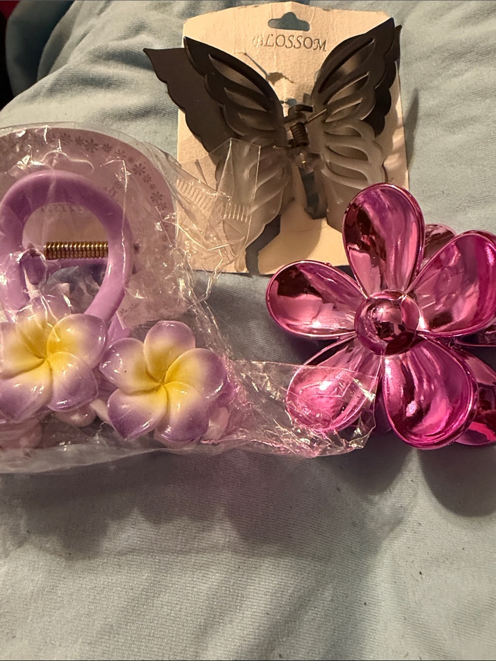 Kids Pink Flower Hair Clip Set - 3 Pack